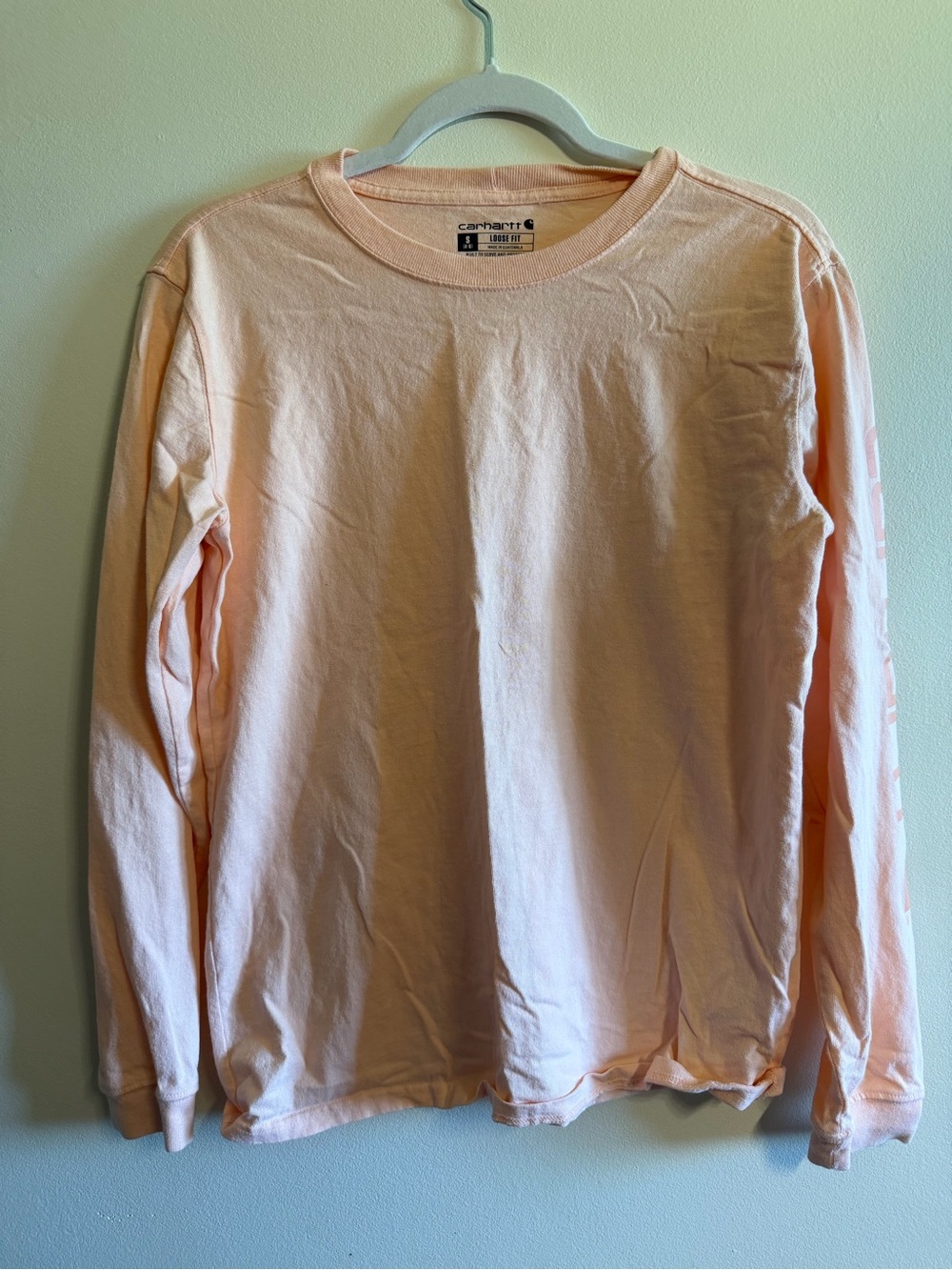 Carhartt womens Long Sleeve Tee in Peach size Small